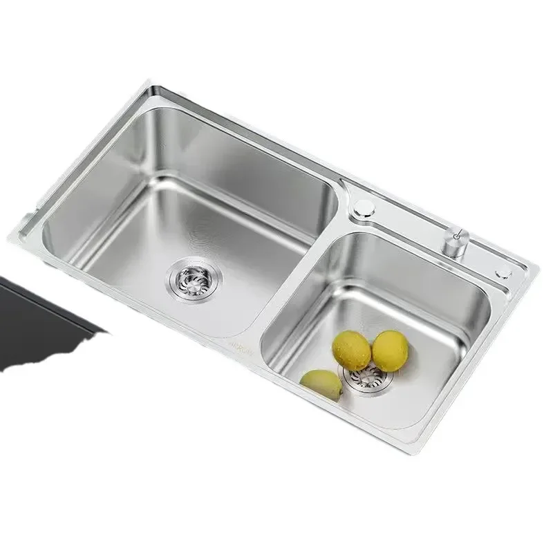 Large Double Bowl Stainless Steel Kitchen Sink Undermount Vegetable Washing Basin Manual Installation under Counter Sink for Hom