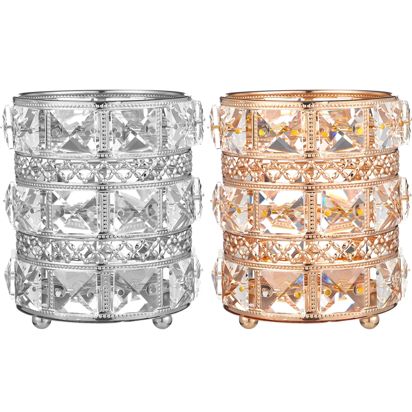 2 قطعة حامل فرشاة للمكياج الكريستال المنظم متعدد الوظائف تخزين القلم سطح المكتب ماكياج الغرور الحاويات حامل قلم #2