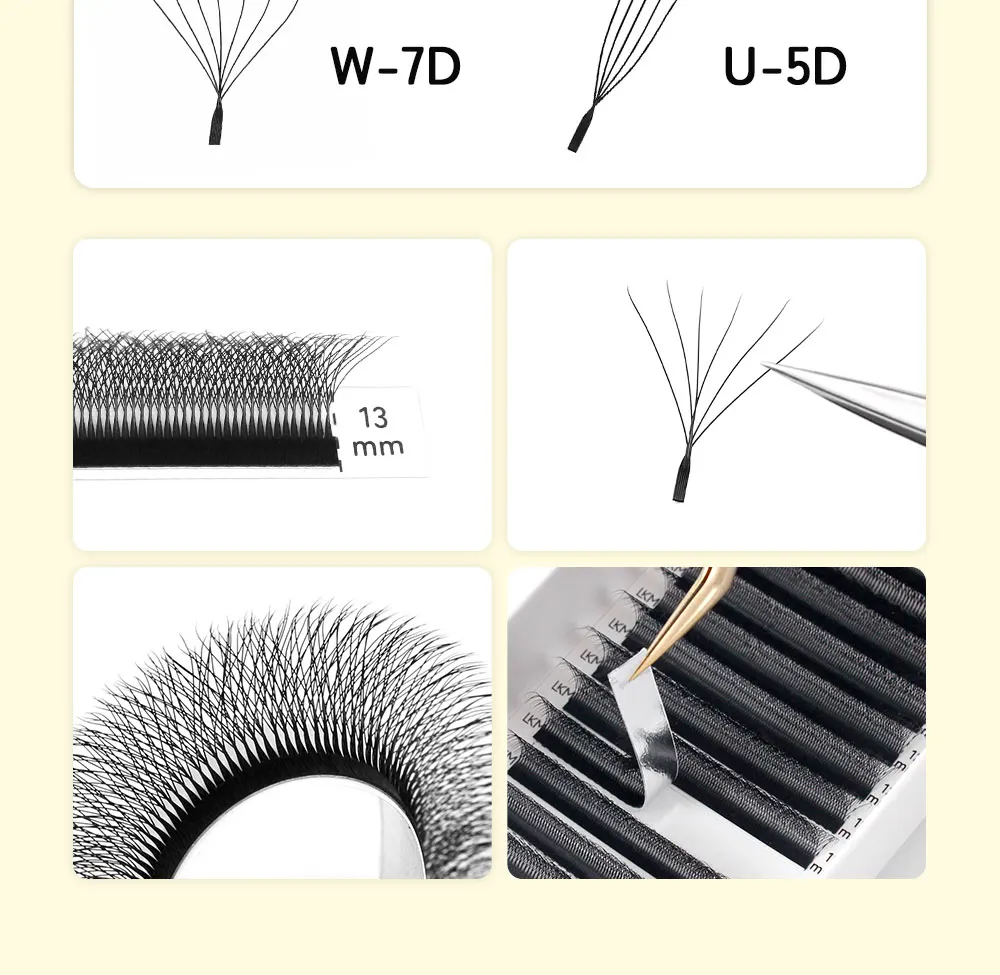 LUKATME YY 4D 5D 6D 7D Wimpernverlängerungen Automatische Krümmung C/D W-Form Blütenförmige Premium Faux Mink Wimpern Volumenfächer U-Wimpern – Detail 4