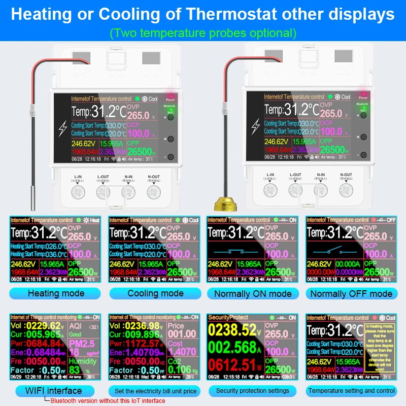 Imagem -05 - Atorch-din Rail Termostato Incubadora Controlador de Temperatura Temporizador para Refrigeração por Aquecimento At4ptw Wifi ac 220v 100a