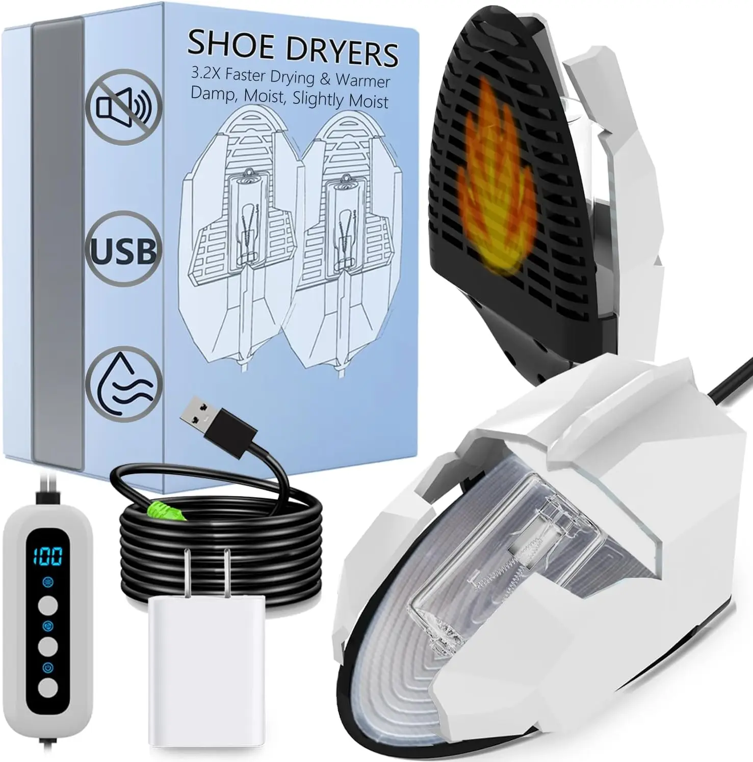 

Портативная USB-сушилка и подогреватель для обуви: для ботинок, кроссовок, бутс — устраняет влагу и запахи