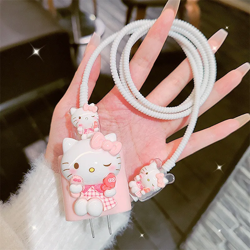Cute Cartoon Charger Spring Cable Winder Charger Protection for Apple 20w Data Cable Charging Decoration Accessories