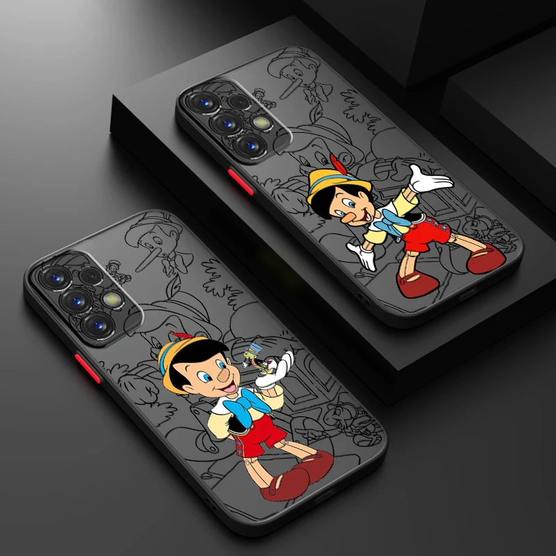 Disney Pinocchio Cute Frosted Translucent For Samsung Note 20 A35 A03 A54 A31 A22 A34 A14 A24 A04 A55 5G TPU Phone Case