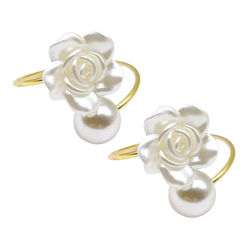 

2Pcs Creative Pearl Flower Napkin Clasps Fine Workmanship Delicate Napkin Rings for Family Gathering Party Hotel Bar Wedding