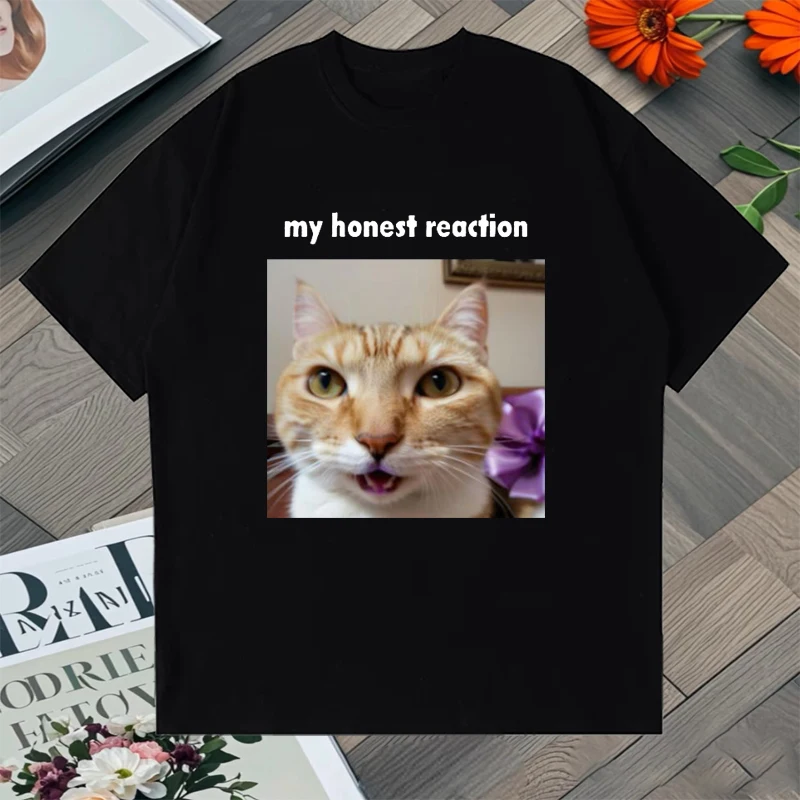 

My Honest Reaction Graphic Printed Crew Neck short sleeve t-shirts 100% Cotton Top Men Women Summer short sleeve t-shirts Unisex
