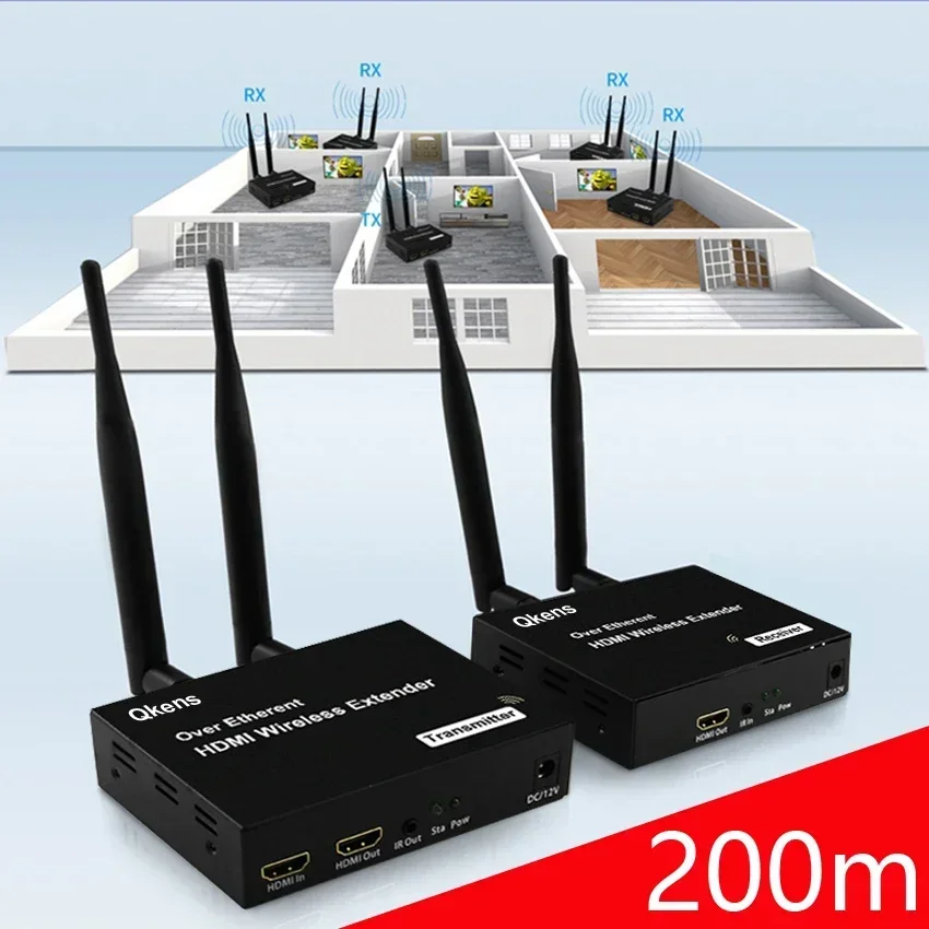 

200M Wireless Share Audio Video Transmitter and Receiver HDMI Extender for PS4 Camera Live Streaming Laptop PC Connect To 2 4 TV