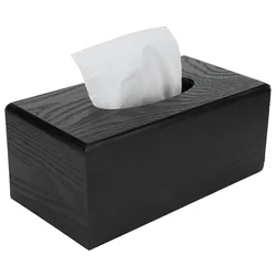 Black Wooden Tissue Box Napkin Case Elegant Style Tissue Holder 23x12x10.5cm for Home Hotel Living Room