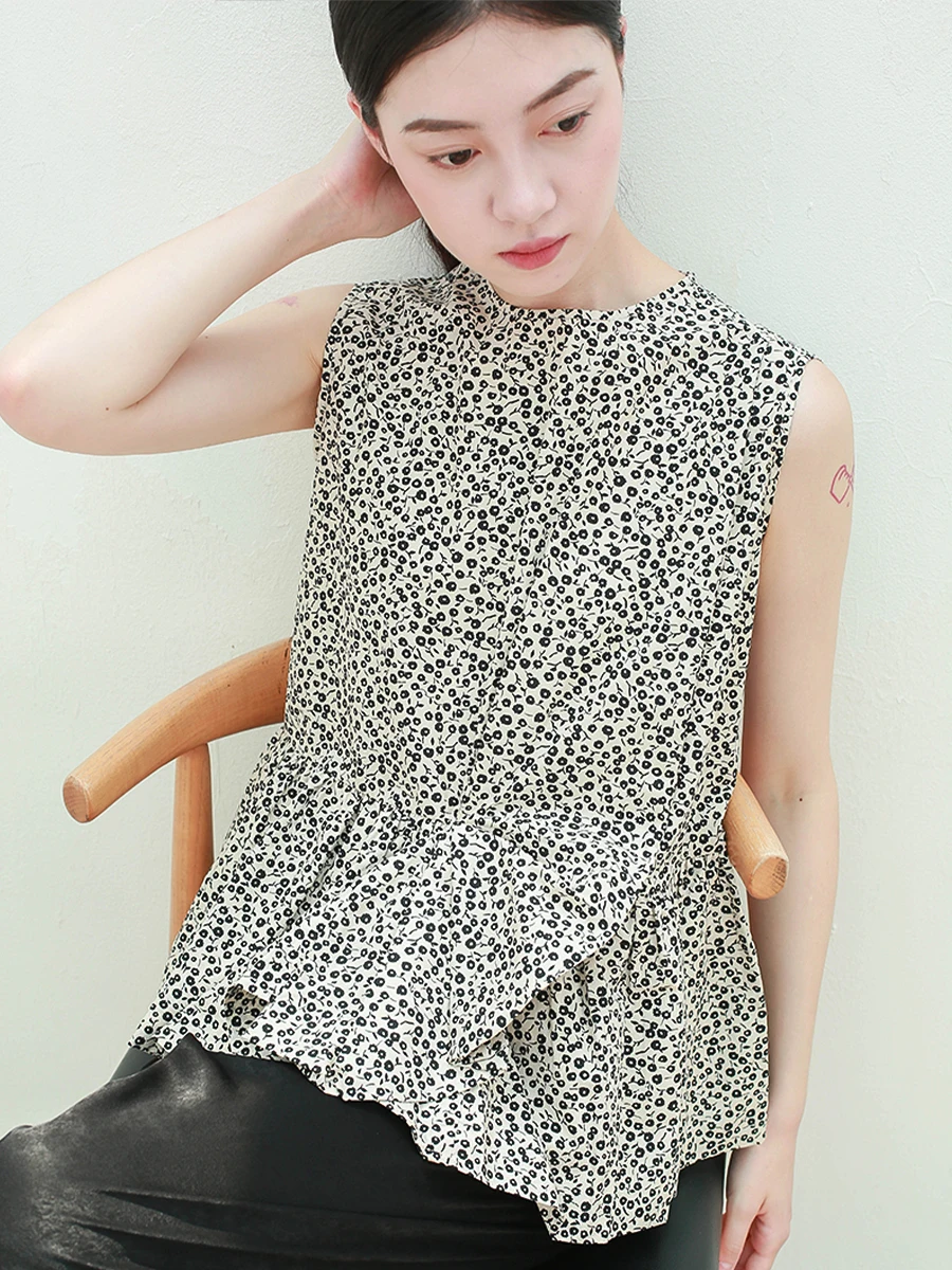 

Хлопковая свободная женская футболка с цветочным принтом и круглым вырезом, летняя повседневная одежда, удобный дышащий топ