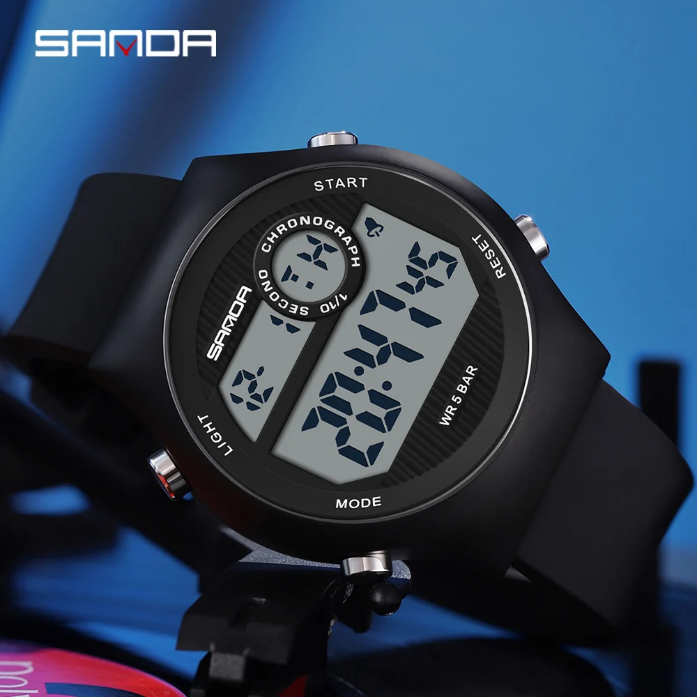 Fashion SANDA Top Brand Military Sports Outdoor Mens Clock Digital Wristwatches Shockproof Countdown Waterproof Hour Watches