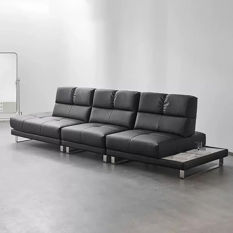 Sofa living room Large apartment villa Adjustable backrest Straight corner leather sofa