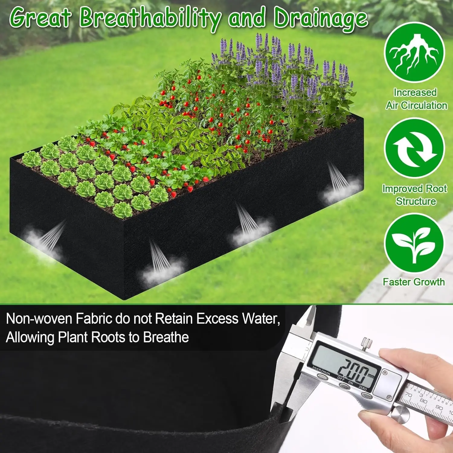 Fabric Raised Garden Bed Liner 6x3x2ft, Rectangle Planting Container for Vegetables Flowers Herbs, 269 Gallon Grow Bag for view 4