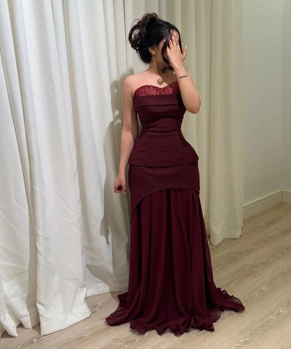 Customized Sparkle Jersey Pleat A-line Sweetheart Long Dresses Bespoke Occasion  Fashion Matching