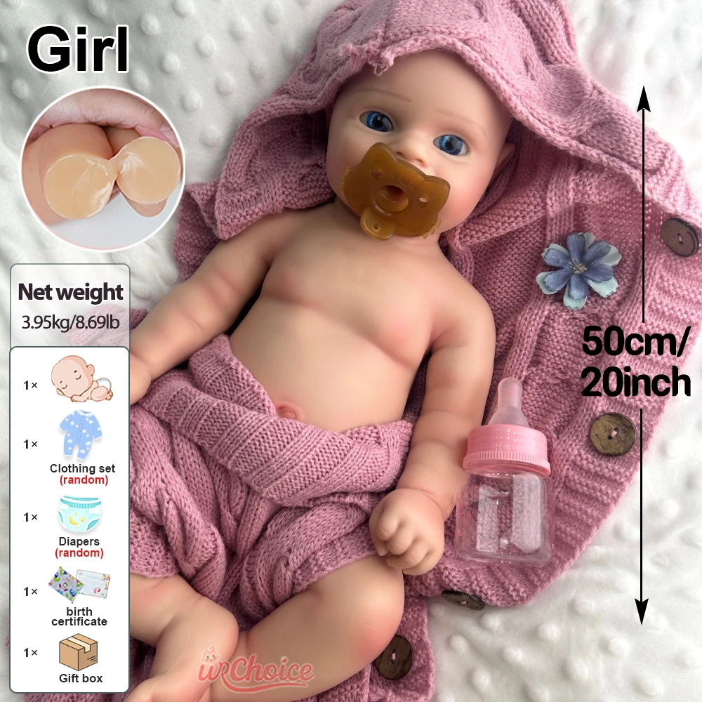 Lifelike 50cm السمينة السيليكون ولد من جديد طفل فتاة مادي يمكن فتح فم دمية اليدوية كاملة الصلبة وزن بيبي لجمع الفنان هدية