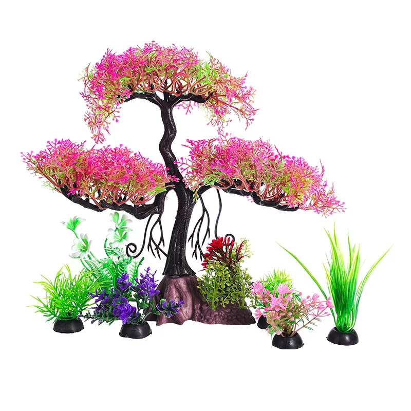 

10pcs Aquarium Plastic Plant Aquarium Fish tank Landscaping Decor Artificial Plants Moss Tree