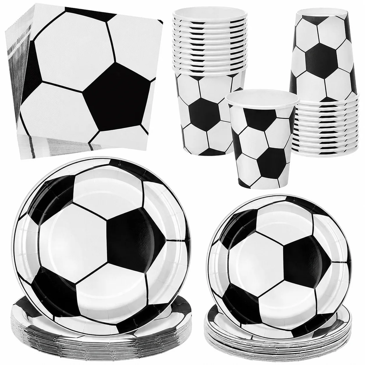Fußball Party Einweggeschirr Set Pappteller Servietten Tassen Strohhalme Fußball Geburtstag Dekoration Lieferungen