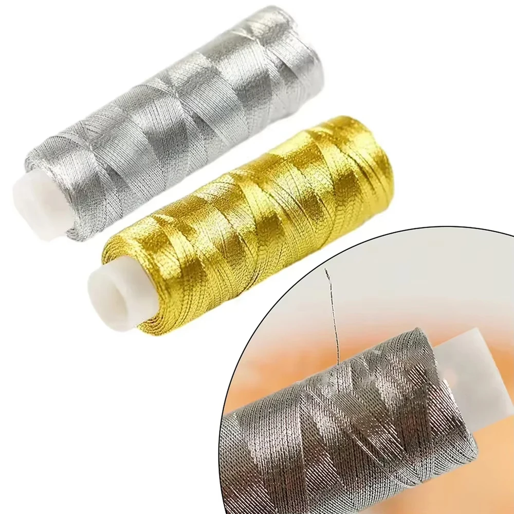 2pcs Cross Stitch Thread Gold and Silver Thread Bright Line String Handmade Crafts Accessories for DIY Knitting and Sewing