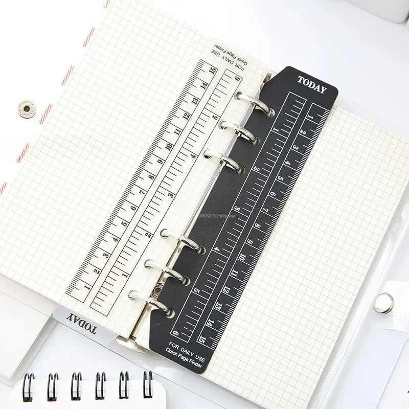 2PCS A5 A6 Notebook Bookmark Ruler with 6 Holes, Traveler Notebook and Daily Diary Planner Drawing Tool Soft Plastic Partition