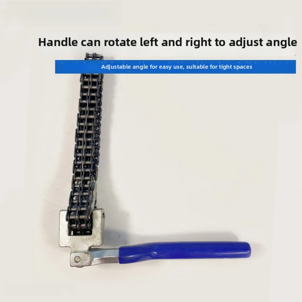 Chain Filter Wrench with Adjustable Angle Handle and Double Hook Spring Lock for Secure and Efficient Oil Grid Disassembly