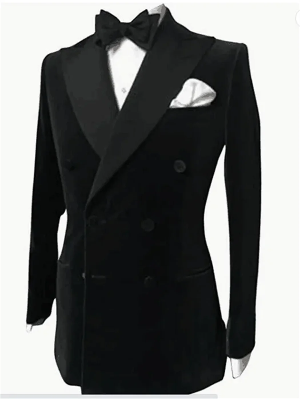 1Pieces Black Velvet Wedding Men Suits Blazer Business Groom Tuxedo Jacket Formal Costume Homme Party Double Breasted Only Coat