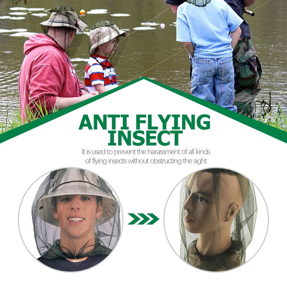 

5Pcs Mosquito Head Net Hat Multi-Function Breathable Outdoor Fishing Beekeeper Cap Portable Foldable Bug Protection Netting Hat