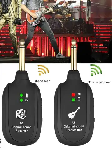 Miwayer A8 Wireless Guitar System Built in 4 Channels Wireless Guitar Transmitter Receiver for Electric Guitar Bass Violin