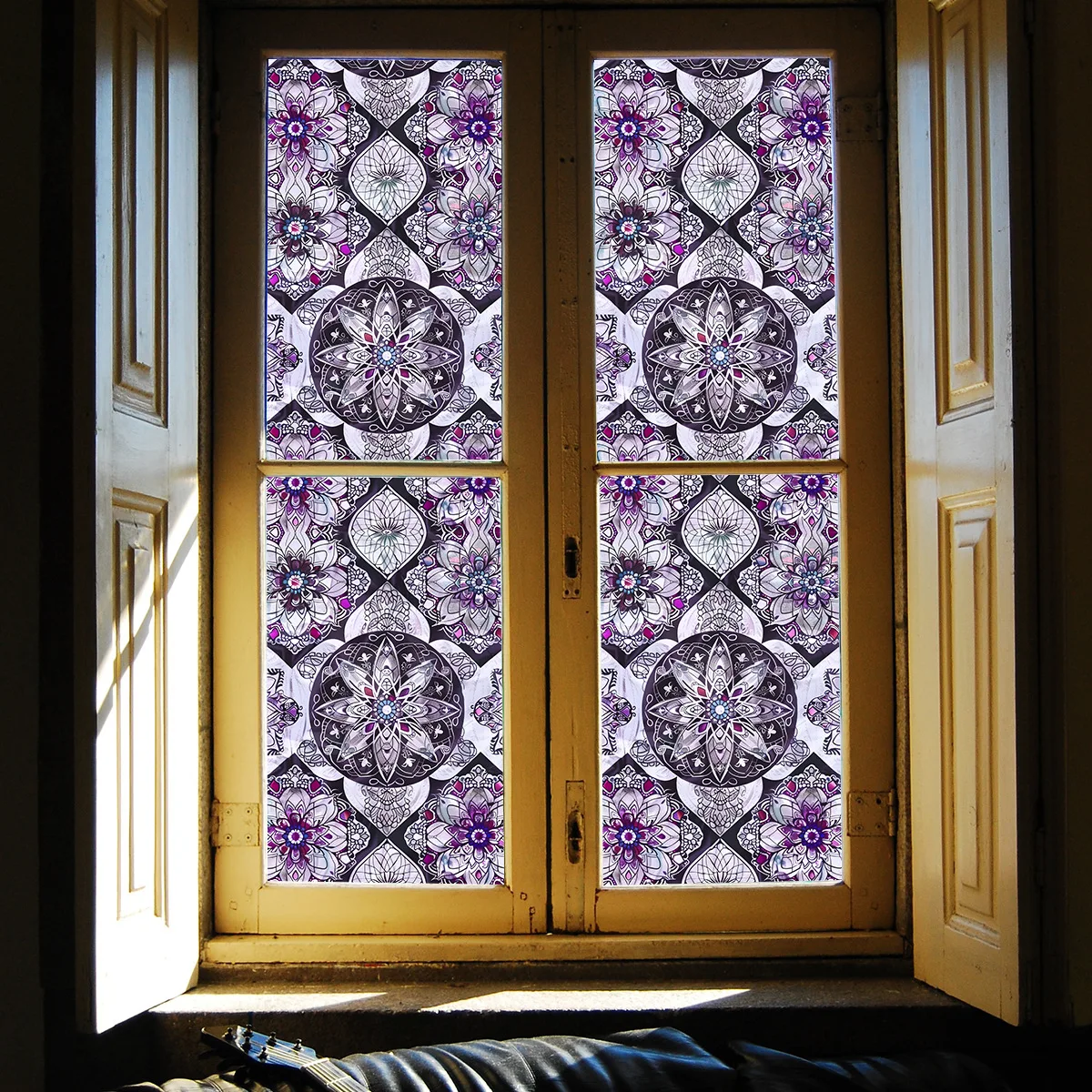 

Retro Simple Plant Flower Window Sticker Electrostatic Glass Sunshade Sticker Home Decoration Sticker