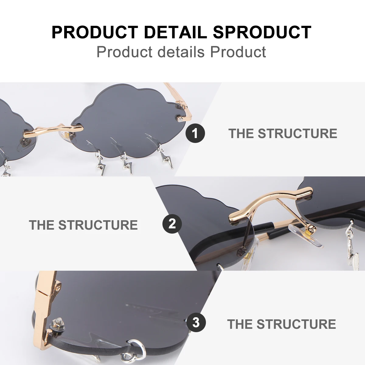 

Sunglasses Stylish Trendy Unisex Cloud Shape Party Glasses Unique Fashion Frameless Protect Eyes from Sunshine