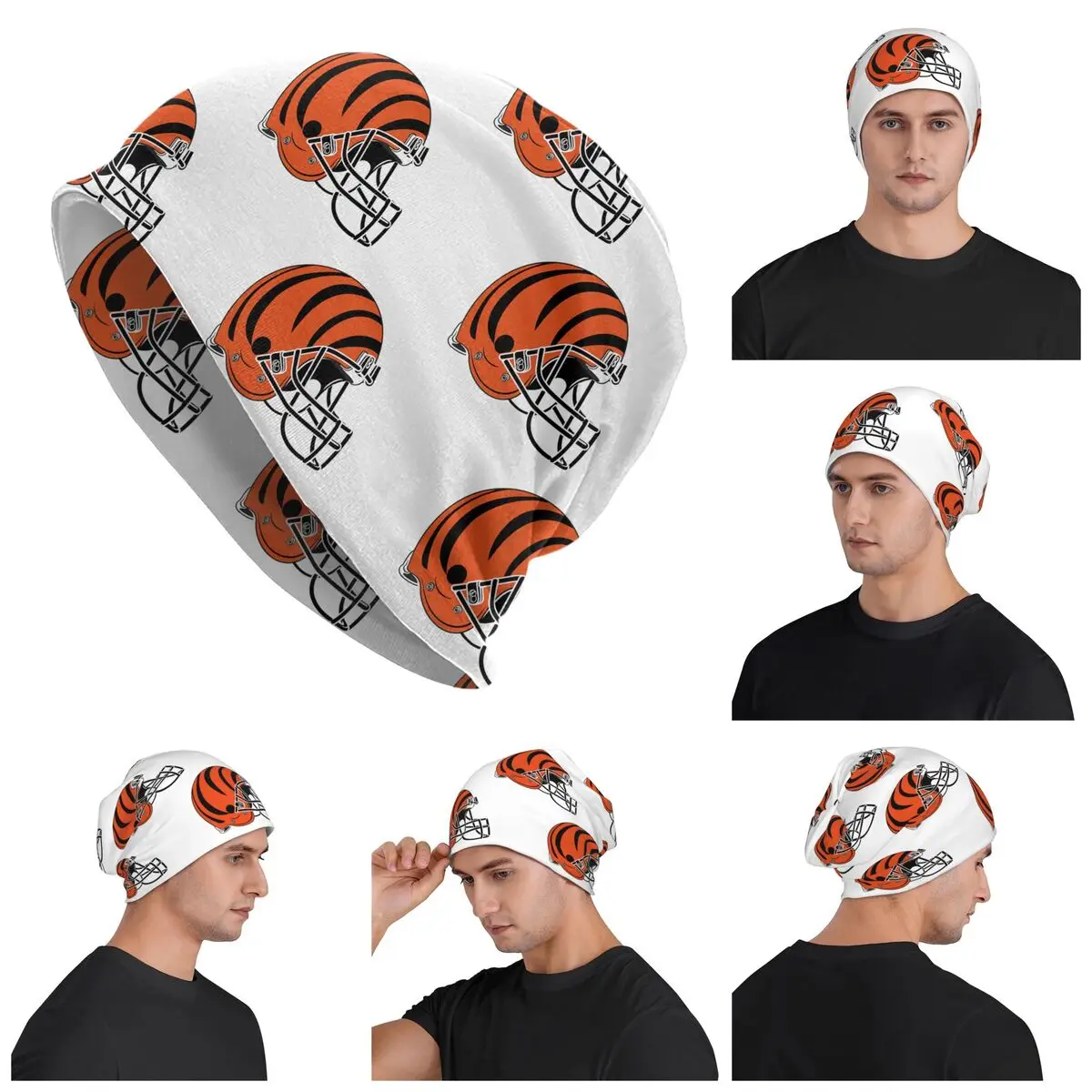 Stripe Bengals-of-Cincinnati Helmet Skullies Beanies Hats Warm Autumn Winter Outdoor Cap Knitted Bonnet Caps for Men Women Adult