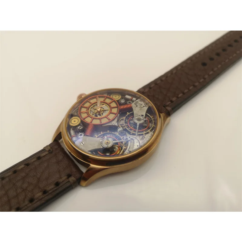 44mm Men\'s Vintage Watch Punk Automatic Mechanical Watch Stainless Steel Sapphire 50M Waterproof Unique Handmade Customization
