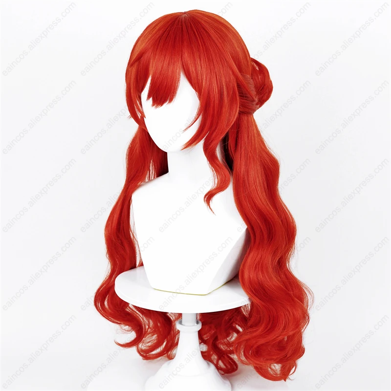 HSR-Himeko Cosplay Wig, Perucas Longas Encaracoladas Vermelhas, Cabelo Sintético Resistente ao Calor, 66cm