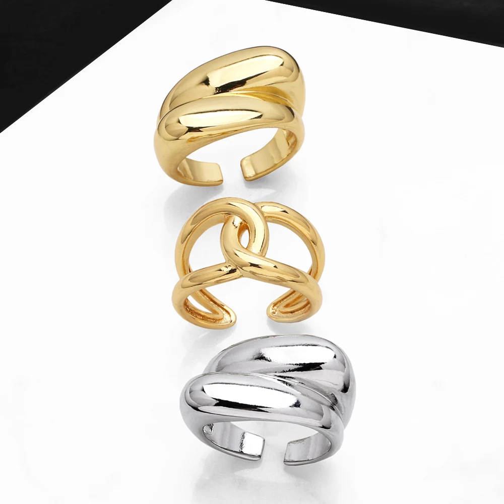 OCESRIO Polish Gold Silver Color Clasp Rings for Women Copper Gold Plated Infinite Open Ring Jewelry DIY Women Gift rigs42