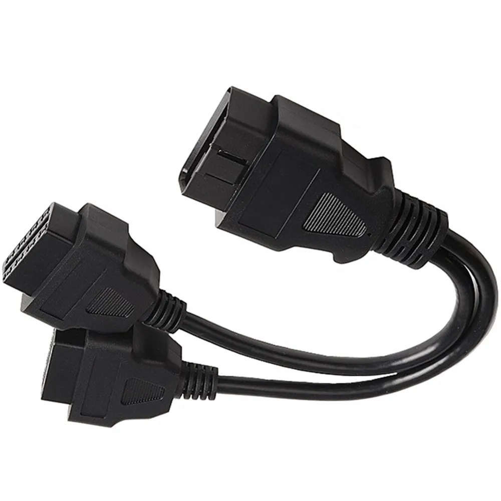 OBD2 Y-Splitter Adapter, OBDII Male to Dual Female Adapter Car Diagnosis Cable, 30cm