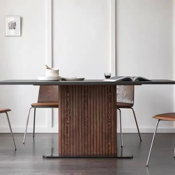 Picture 4: Italian simple solid wood home dining t able rectangular rock slab tabl e eating table creative long dining ta ble large long