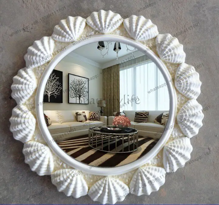 European round wall-mounted mirror Mediterranean style entrance bathroom mirror