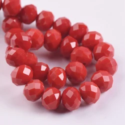 Rondelle Faceted Czech Crystal Glass Opaque Red Color 3mm 4mm 6mm 8mm 10mm 12mm 14mm  Loose Spacer Beads for Jewelry Making DIY