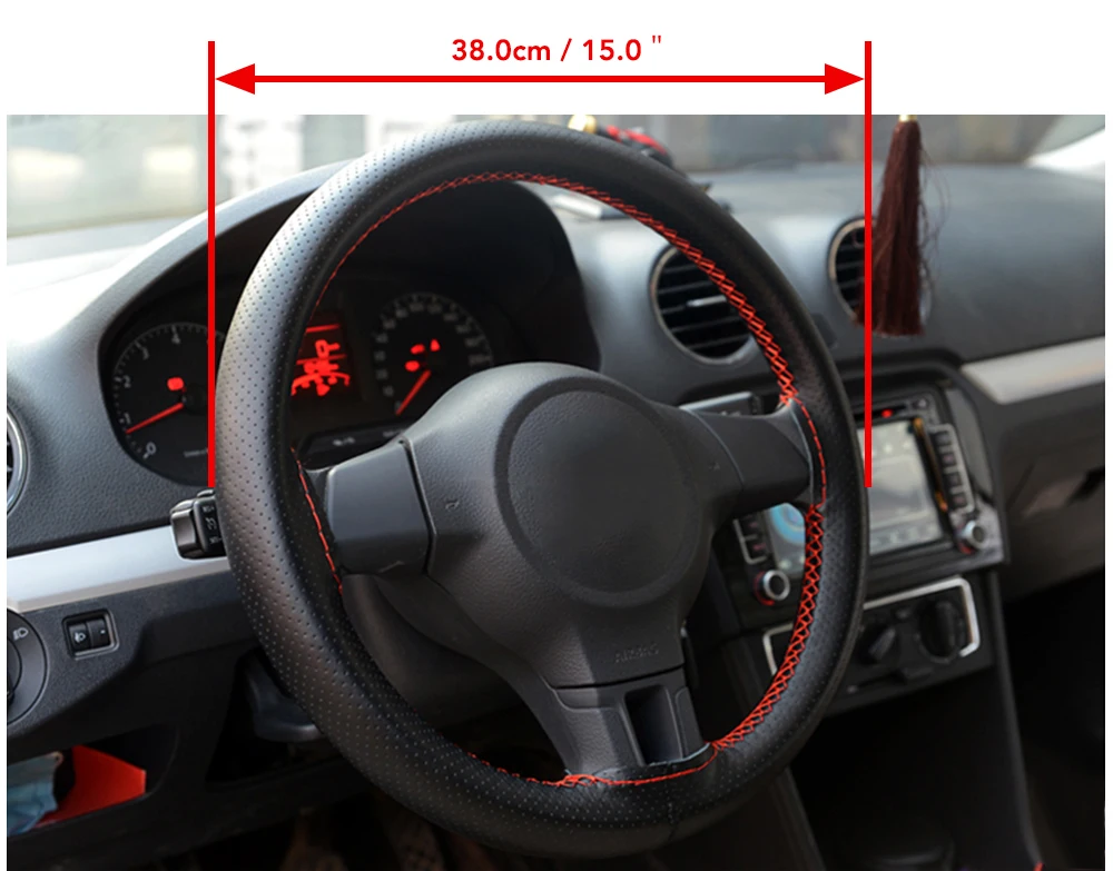 38cm Non-Slip leather Car Steering Wheel Cover For GMC Sierra 1500 Terrain Acadia Yukon Envoy Savana Hummer H3