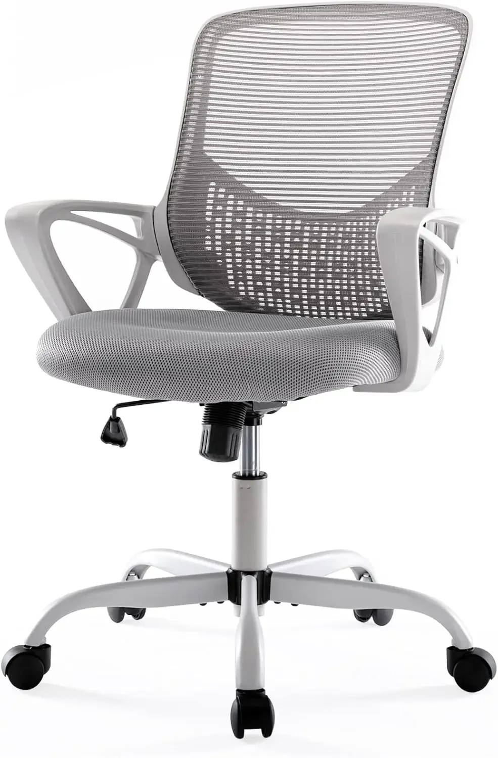 Chair Ergonomic Computer Desk Chair Mesh Mid-Back Height Adjustable Swivel Chair with Armrest for Home Study Meeting, Gre