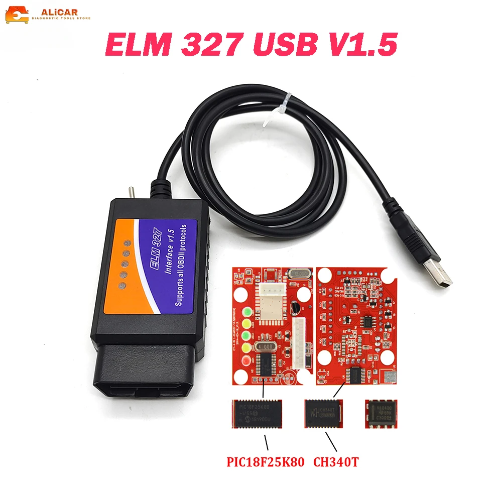 V1.5 Elm327 USB Diagnostic Scanner PIC18F25K80 CH340 forFord forscan Elmconfig  scanner elm327 usb 1.5 HS CAN/MS CAN Switch