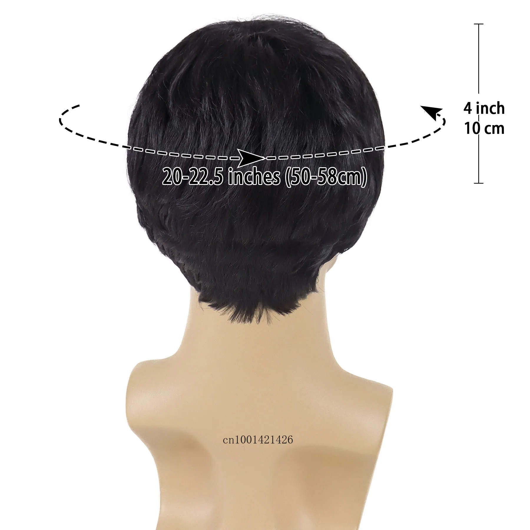 Synthetic Hair Black Color Short Wigs for Asain Men Natural Haircuts Cosplay Wig with Bangs Straight Costume Carnival Party Wigs