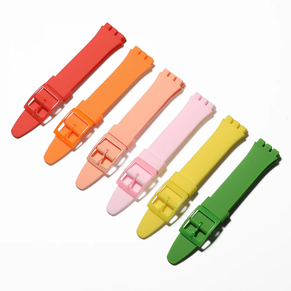 Silikon-Uhrenarmband für Swatch, buntes Sportarmband, Ersatz-Armband, Gummi-Uhrenzubehör, 16 mm, 17 mm, 19 mm, 20 mm – Detail 4