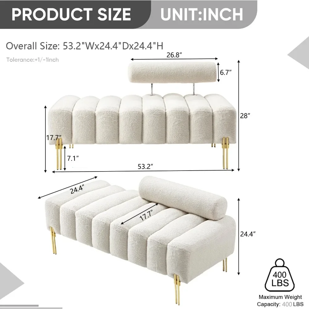 Small Couch Loveseat Sofa Bench, 53.2