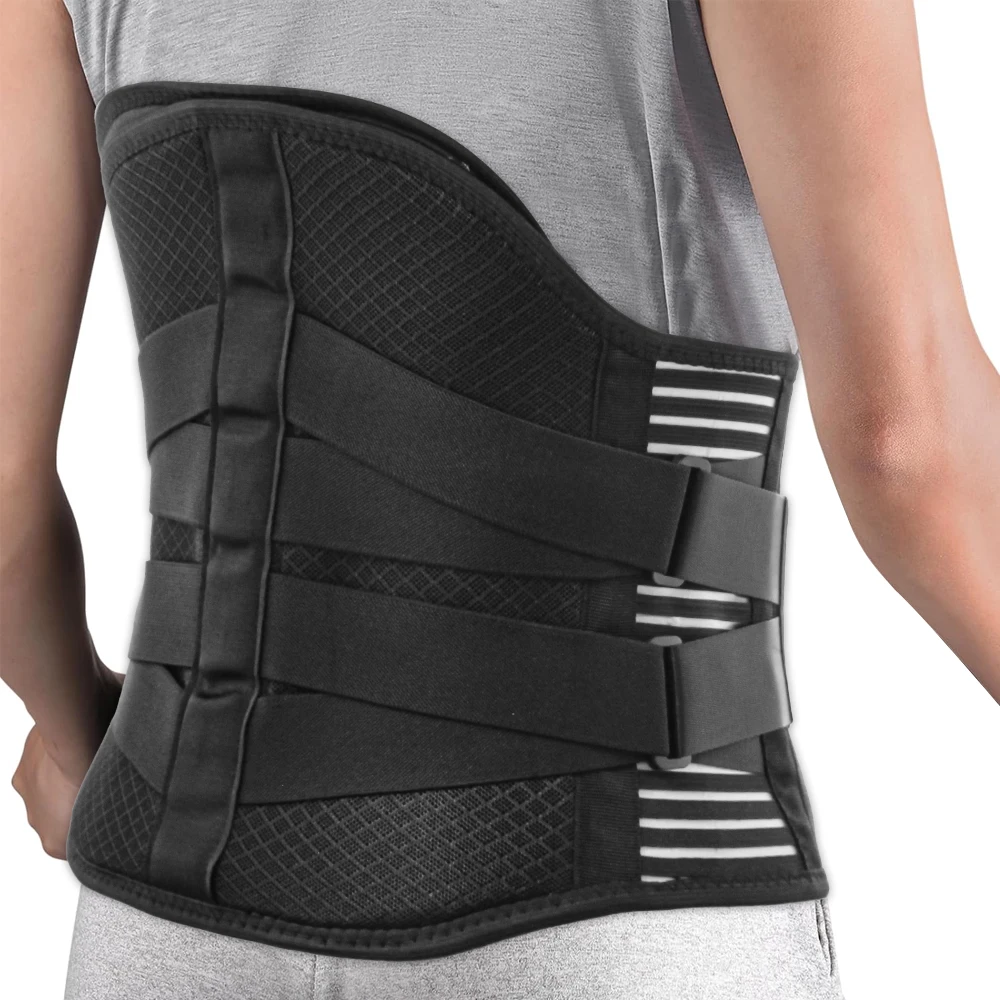 1pc S-2XL Adjustable Sports Lower Back Brace with Stays, Elastic Lumbar Support Breathable Double Pull Waist Support Belt