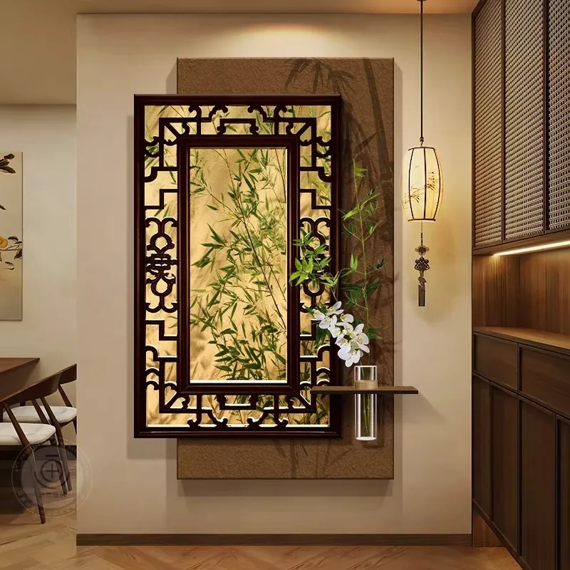 

Decorative painting Bamboo hydroponic green plants Corridor hanging painting Mural opposite the door