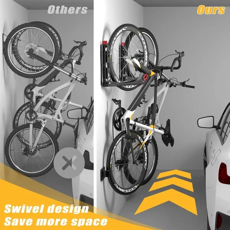 رفوف دراجة دوارة مثبتة على الحائط موفرة للمساحة من BIKEPAL، شماعات حائط عمودية للدراجة لحل تخزين المرآب