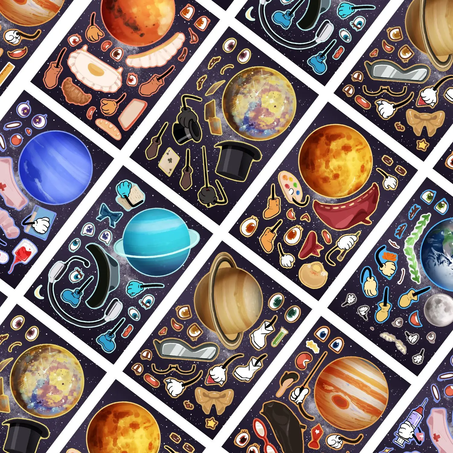 8Sheets Planet Make-A-Face Assemble Funny Cartoon Decal Assemble DIY Children Jigsaw Education Toys