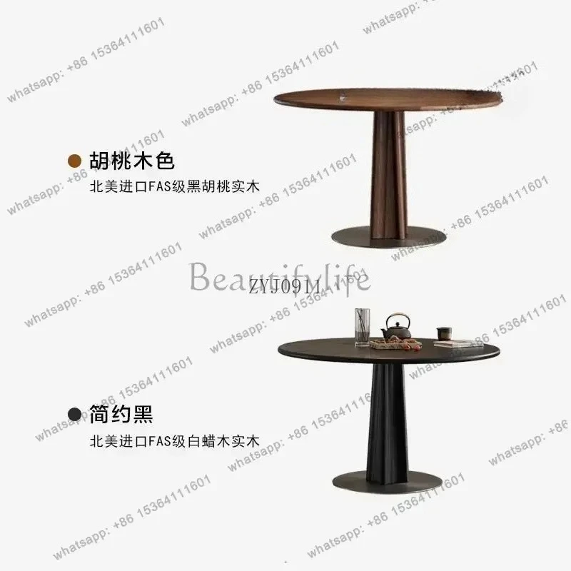 Круглый обеденный стол из цельного дерева в стиле ретро, итальянский паркет из черного ореха, домашний обеденный стол, французский круглый стол Decoración Hogar