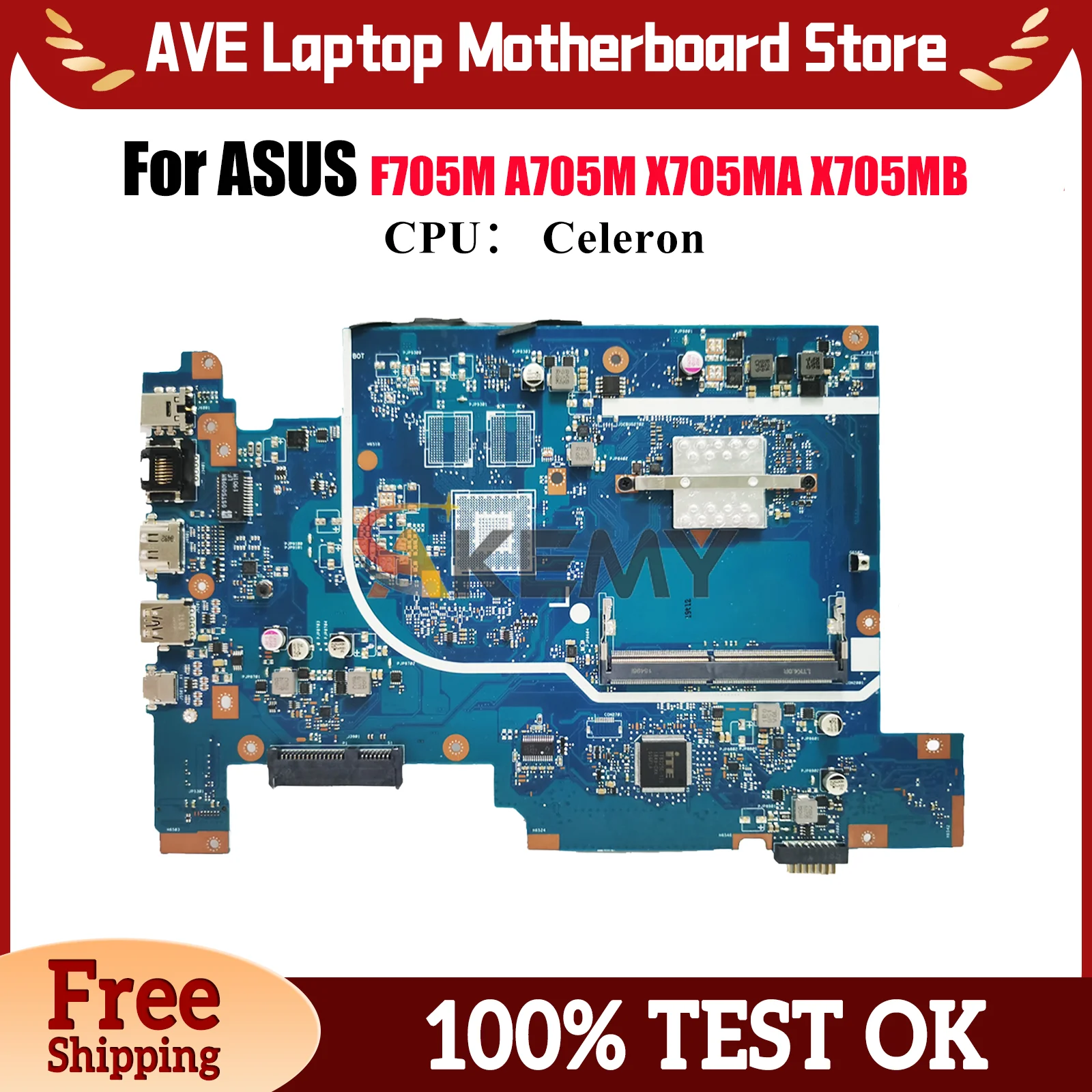 

Материнская плата для ноутбука X705MA для ASUS VivoBook F705M X705MB A705M X705MA X705M с процессором Celeron, 100% тестирование, ОК, быстрая доставка