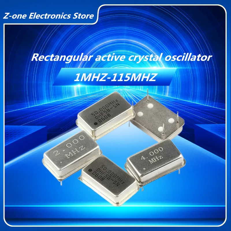 5pcs DIP-4Pin Rectangular active crystal oscillator  1MHZ/3MHZ/5MHZ/6MHZ/8MHZ/10MHZ/12.288MHZ/13.56MHZ/16MHZ/20MHZ/27MHZ/38MHZ/M