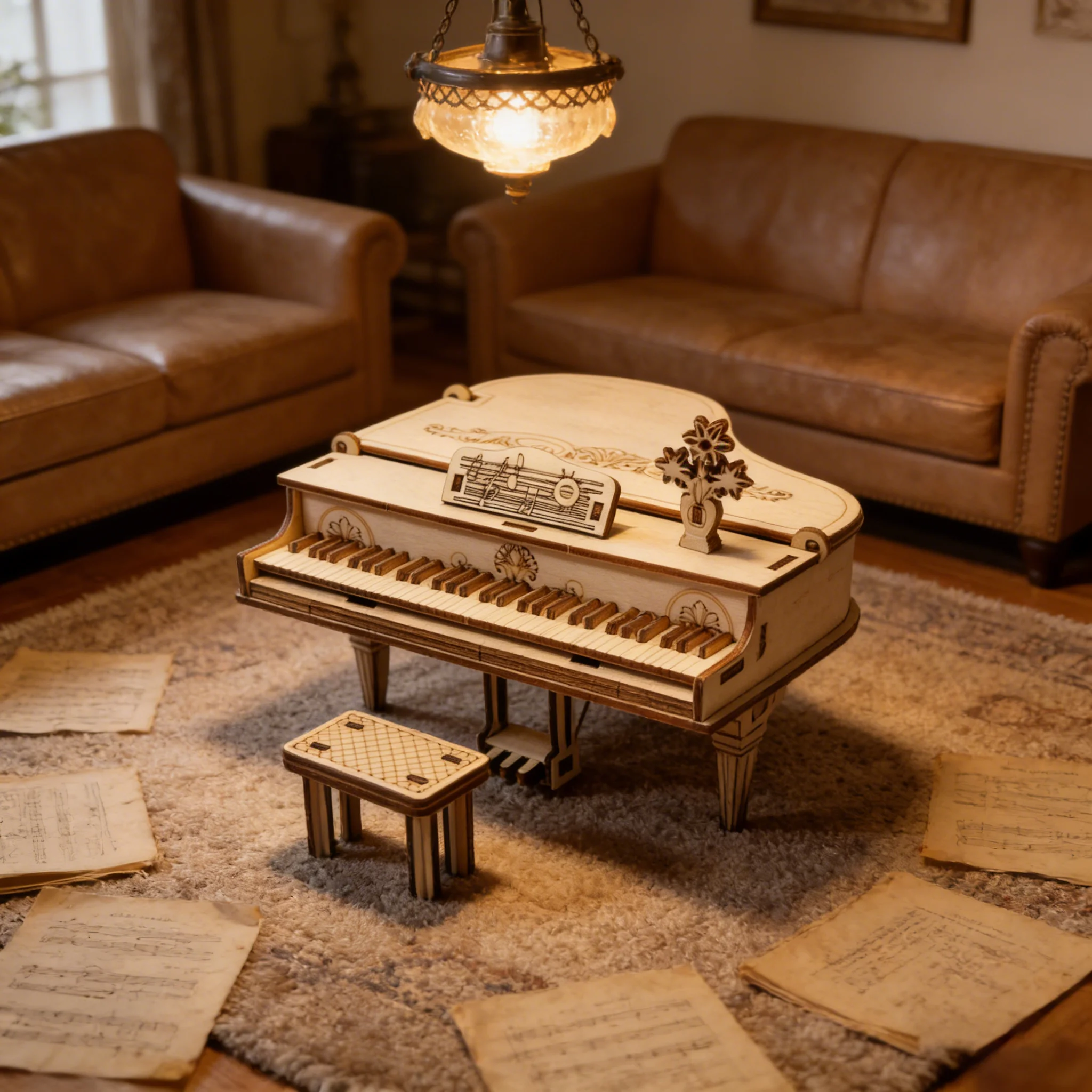 3D Wooden Puzzle Piano, DIY Wooden Model, Perfect as a Birthday, Halloween, Easter, Christmas, or New Year's Gift