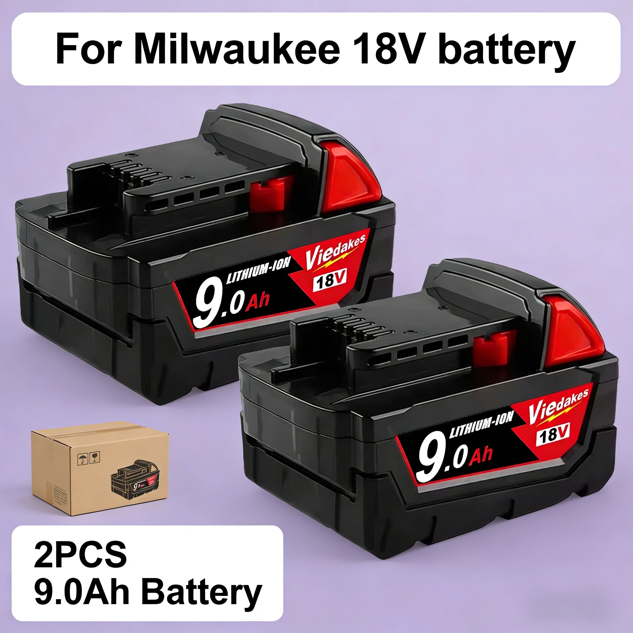9000mAh For Milwaukee 18V Battery, Rechargeable Battery for Milwaukee M18B5 48-11-2402 48-11-2411 48-11-2401 MIL-12A-LI